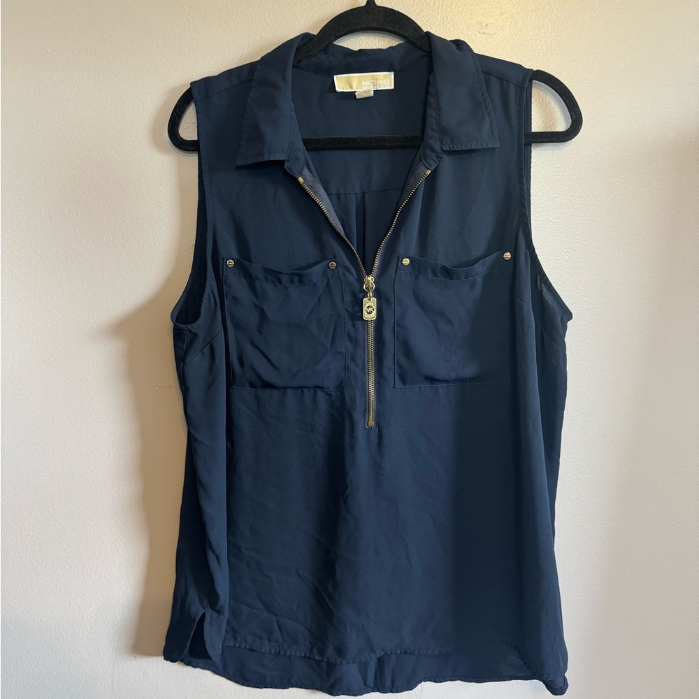 MK Navy Tanktop/Blouse w/ Gold Zipper (XL)